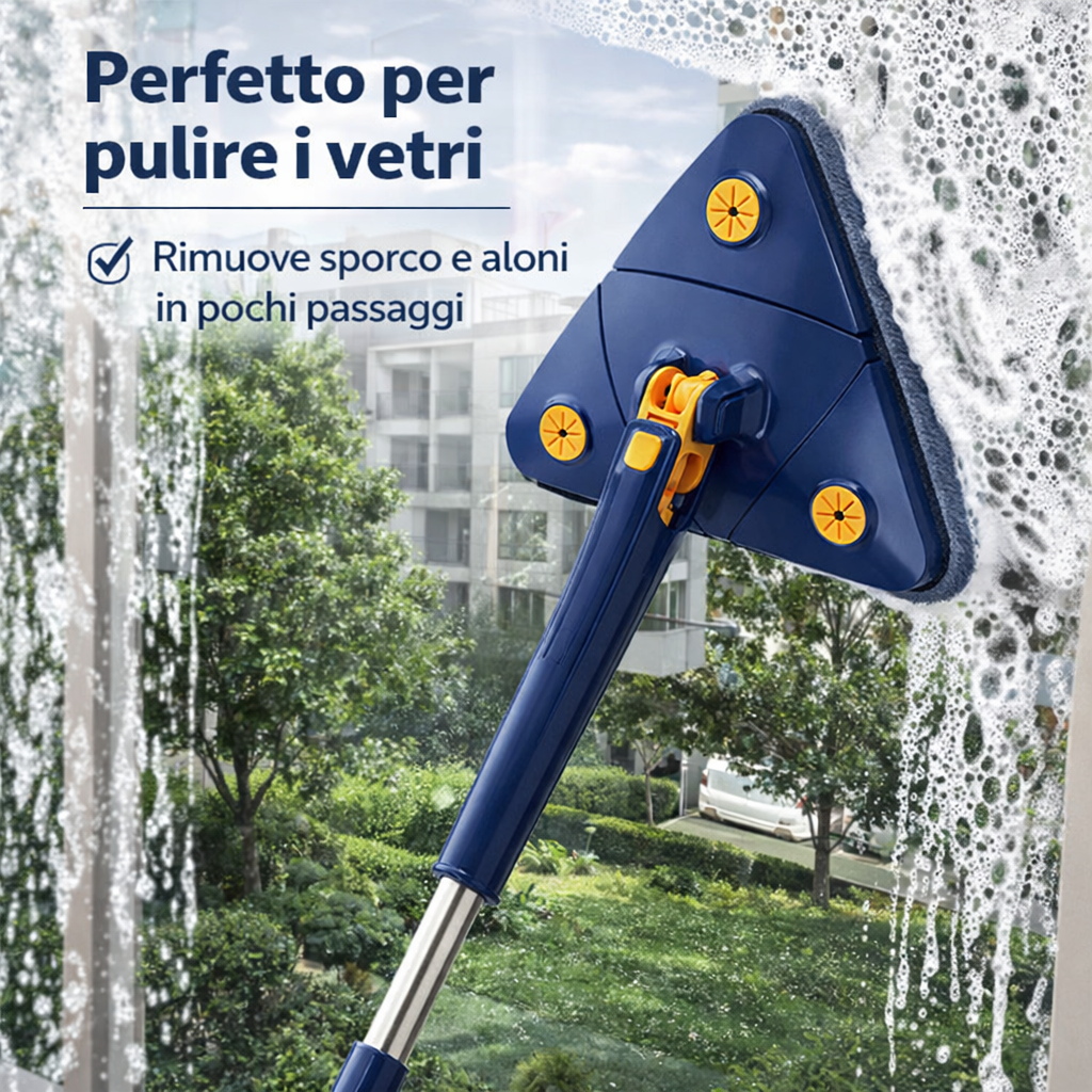 Mocio triangolare rotante 360° per pulizia regolabile mocio rotante multifunzione