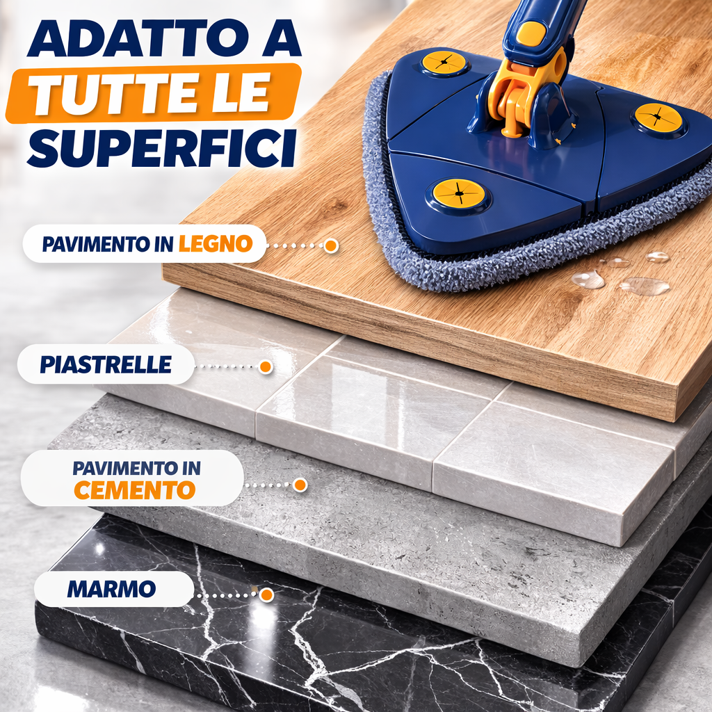 Mocio triangolare rotante 360° per pulizia regolabile mocio rotante multifunzione