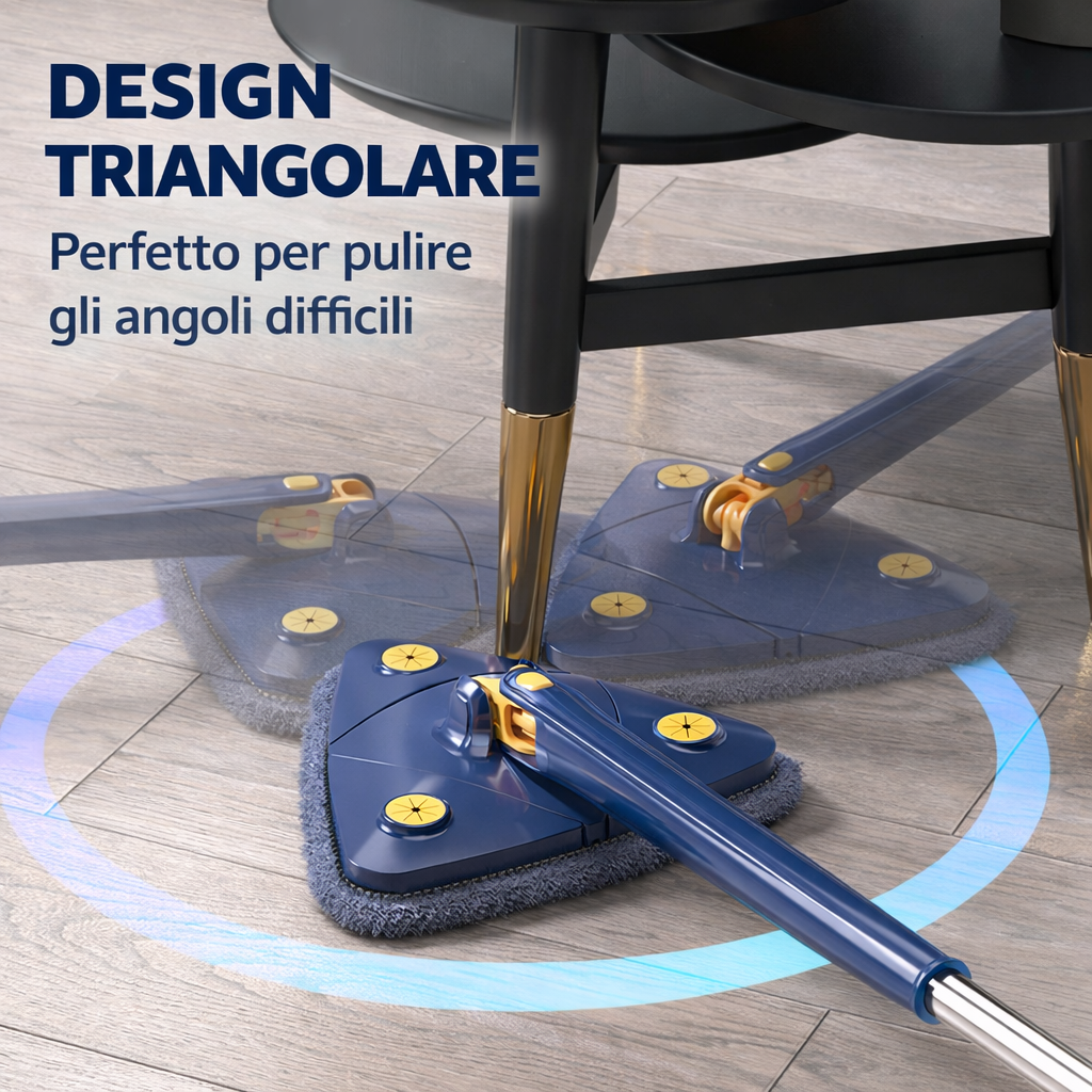 Mocio triangolare rotante 360° per pulizia regolabile mocio rotante multifunzione