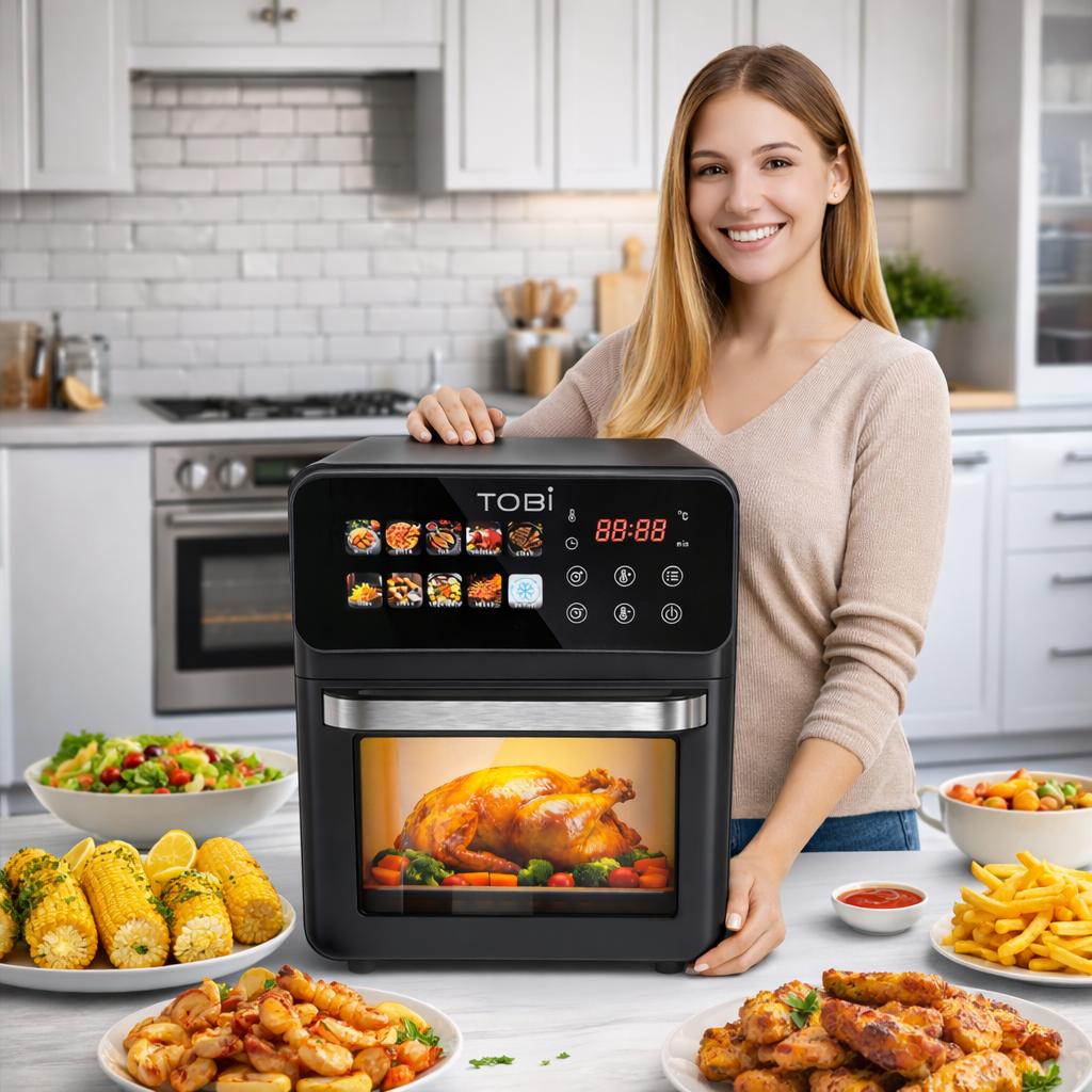 Friggitrice ad Aria 16L 2400W con Display Full Color Touch 12 Programmi Automatici